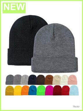 Slouchy Winter Beanie Hats Cuffed Knit Skull Caps Adults One Size